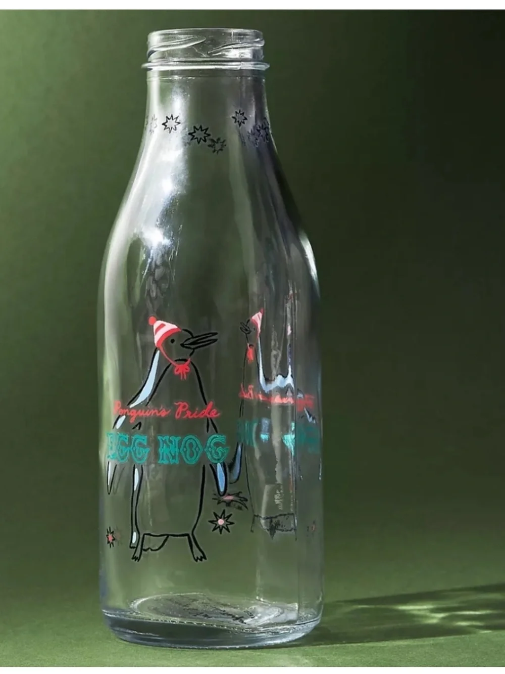 New🌟Anthropologie-George & Viv Milk Bottle-penguin Cup Glass Drinkware